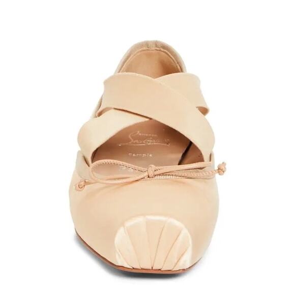 Christian Louboutin Blush Cassiasticina Satin Square toe Ballerina Flats 36 - Picture 4 of 7